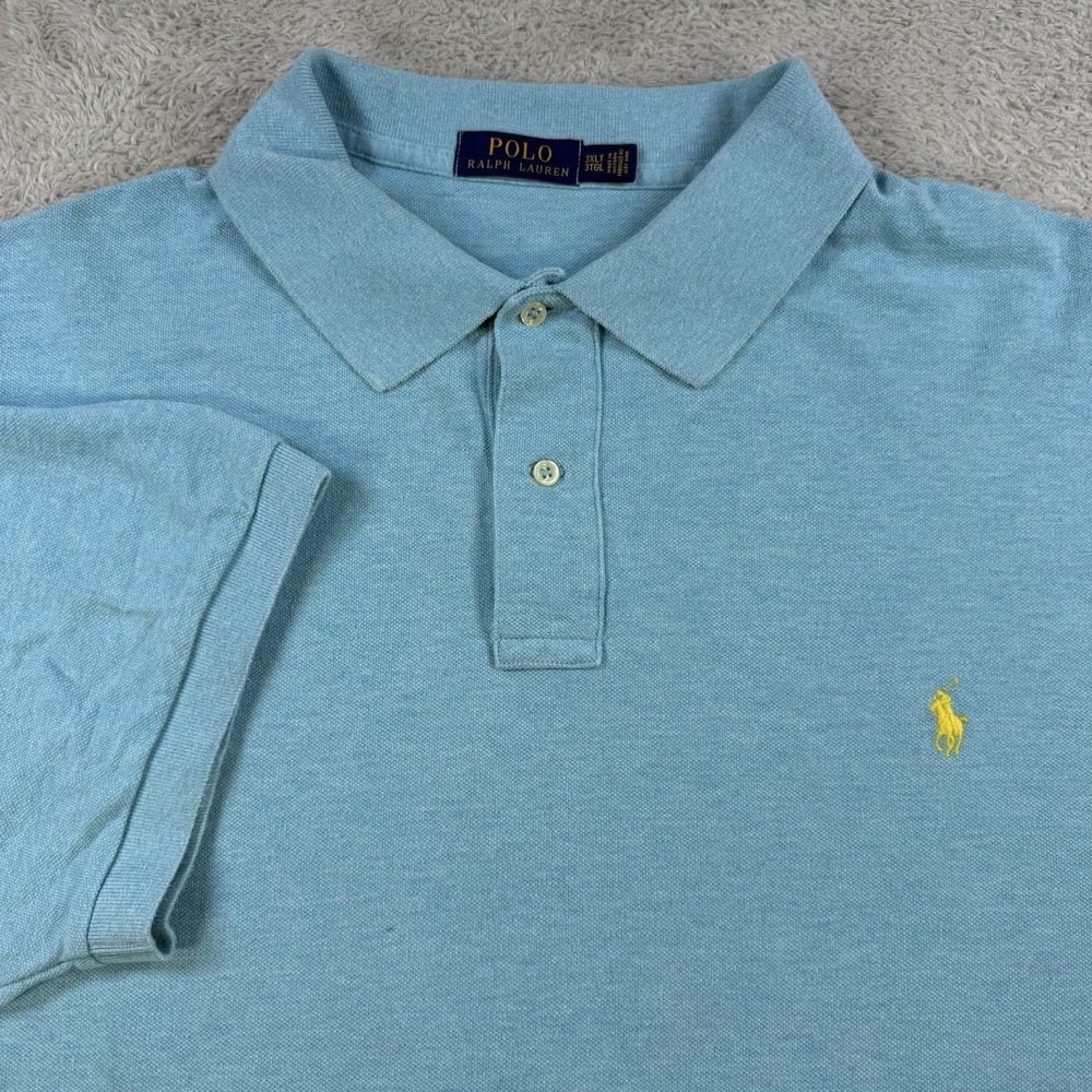 Polo Ralph Lauren Shirt Mens 3XLT Blue Short Sleeve Pony Collared Golf Cotton